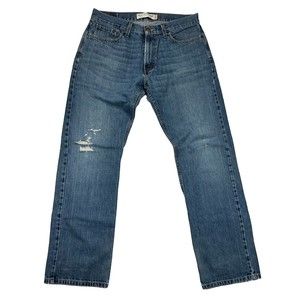Vintage Levis 514 Mens Jeans 34x32 Blue Slim Straight Leg Distressed Denim